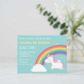 Regenboog en Eenhoorn Meisjes Verjaardagsfeest Kaart (Staand voorkant)