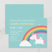 Regenboog en Eenhoorn Meisjes Verjaardagsfeest Kaart (Voorkant / Achterkant)