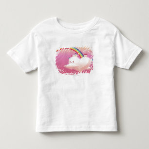 Regenboog en gebouwen op wolken kinder shirts