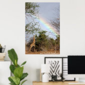Regenboog en Giraffe Poster / Afdruk (tot 35 x 52  (Thuiskantoor)