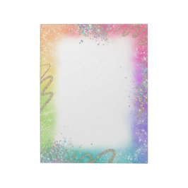 Regenboog- en glittergrens notitieblok