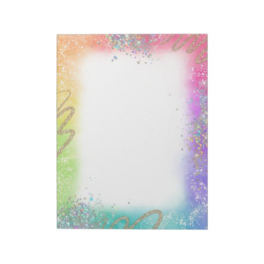 Regenboog- en glittergrens notitieblok (Linkerzijde)