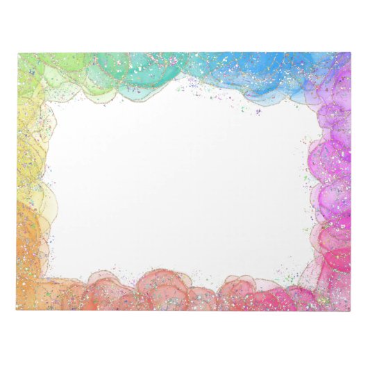 Regenboog- en glittergrens notitieblok (Voorkant)
