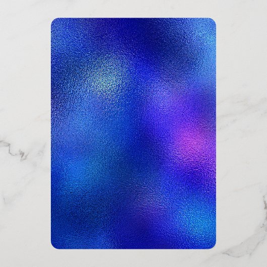 Regenboog en Goud op Funky Blauwe Disco Party Folie Uitnodiging (Achterkant)