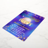 Regenboog en Goud op Funky Paarse Discofeest Folie Uitnodiging (Gedraaid)