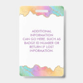 Regenboog En Goud Waterverf Agate Zakelijk Badge (Achterkant)