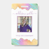 Regenboog En Goud Waterverf Agate Zakelijk Badge (Voorzijde)