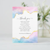 Regenboog en gouden agaat jongens baby shower bedankkaart (Staand voorkant)
