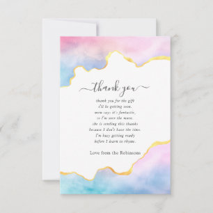 Regenboog en gouden agaat jongens baby shower bedankkaart