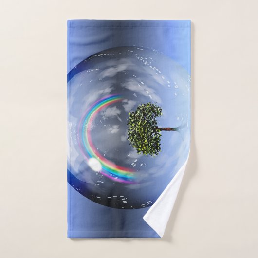 Regenboog en groene boom handdoek (Handdoek)