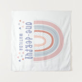 Regenboog en hart 1e verjaardag gepersonaliseerde  wandkleed (Voorkant (horizontaal))