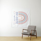 Regenboog en hart 1e verjaardag gepersonaliseerde  wandkleed (In Situ (horizontaal))