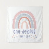 Regenboog en hart 1e verjaardag gepersonaliseerde  wandkleed (Voorkant)