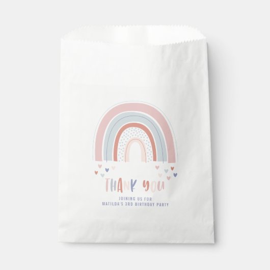 Regenboog en hart dank u gunst bedankzakje (Voorkant)