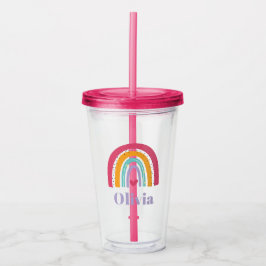 Regenboog en hart gepersonaliseerd acryl drinkbeker
