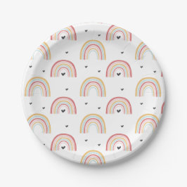 Regenboog en Hart Verjaardagsfeest Borden Papieren Bordje
