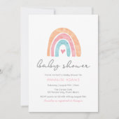 Regenboog en harten Baby shower-uitnodiging Kaart (Voorkant)