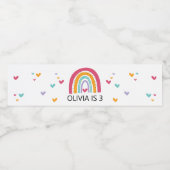 Regenboog en harten heldere kleuren verjaardagsfee waterfles etiket (Enkel label)