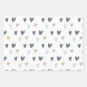 Regenboog en harten in Boho Muted Blue Pattern Inpakpapier Vel (Voorkant 2)