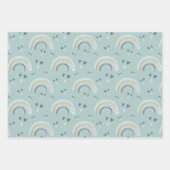 Regenboog en harten in Boho Muted Blue Pattern Inpakpapier Vel (Voorkant)