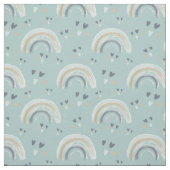 Regenboog en harten in Boho Muted Blue Pattern Stof (Swatch)