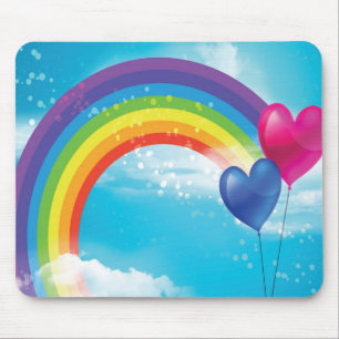 Regenboog en harten muismat