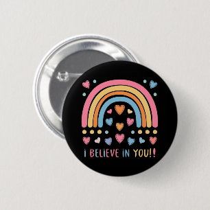 Regenboog en harten - positieve boodschap ronde button 5,7 cm