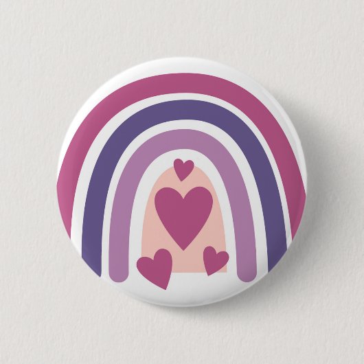 Regenboog en harten ronde button 5,7 cm (Voorkant)