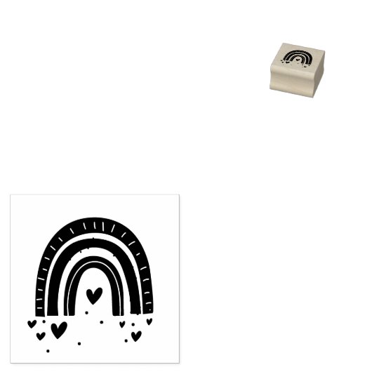 regenboog en harten rubberstempel (Gestempeld)