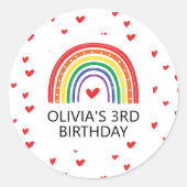 Regenboog en harten Verjaardag nodigen Envelop zeg Ronde Sticker (Voorkant)