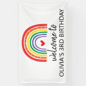 Regenboog en harten verjaardagsfeest banner (Verticaal)
