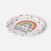 Regenboog en harten Verjaardagsfeest Borden Papieren Bordje (Gekanteld)