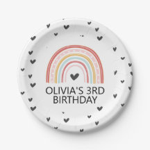 Regenboog en harten Verjaardagsfeest Borden