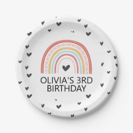 Regenboog en harten Verjaardagsfeest Borden Papieren Bordje