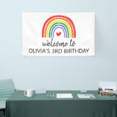 Regenboog en harten verjaardagsfeestbanner spandoek (Beurs)