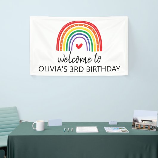 Regenboog en harten verjaardagsfeestbanner spandoek (Beurs)