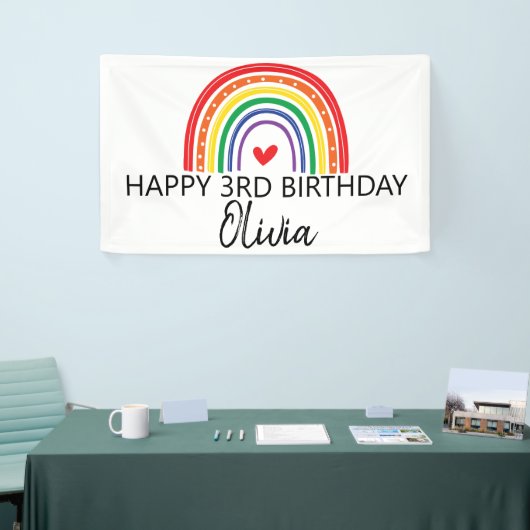 Regenboog en harten verjaardagsfeestbanner spandoek (Beurs)