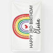 Regenboog en harten verjaardagsfeestbanner spandoek (Verticaal)