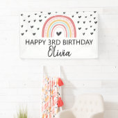 Regenboog en harten verjaardagsfeestbanner spandoek (Insitu)