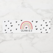 Regenboog en harten verjaardagsfeestje waterlabels waterfles etiket (Enkel label)