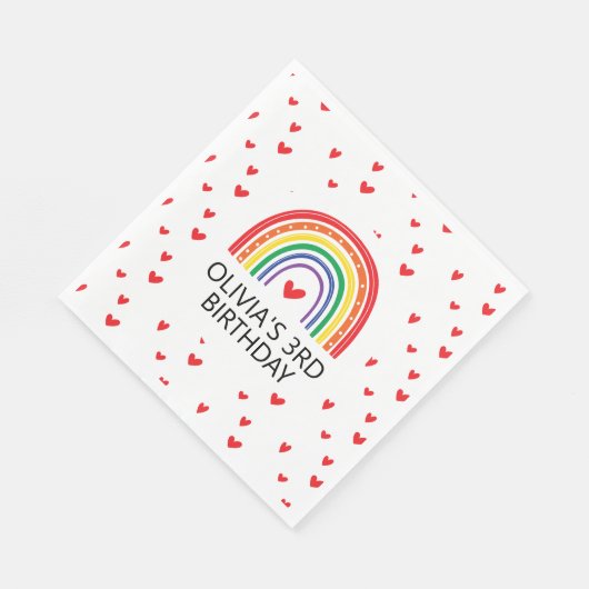 Regenboog en harten Verjaardagsfeestservetten Servet (Hoek)