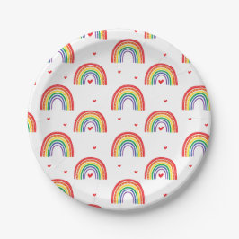 Regenboog en Hartjes verjaardagsfeest bord