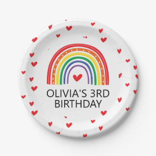 Regenboog en Hartjes Verjaardagsfeest Borden Papieren Bordje