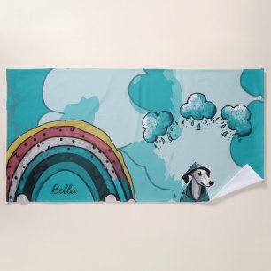 Regenboog en Hond Strandlaken