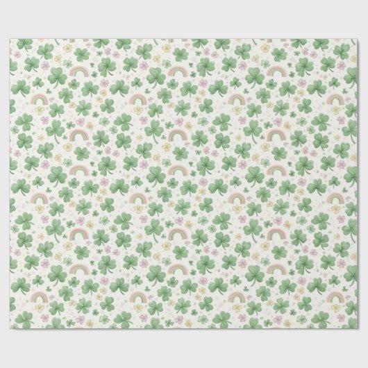 Regenboog- en klaverbladeren cadeaupapier (Vlak)