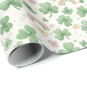 Regenboog- en klaverbladeren cadeaupapier (Rol Hoek)