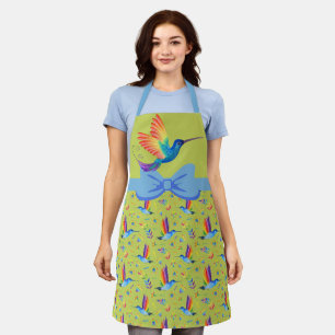 Regenboog en Liefde Kolibrie Schort in Lime