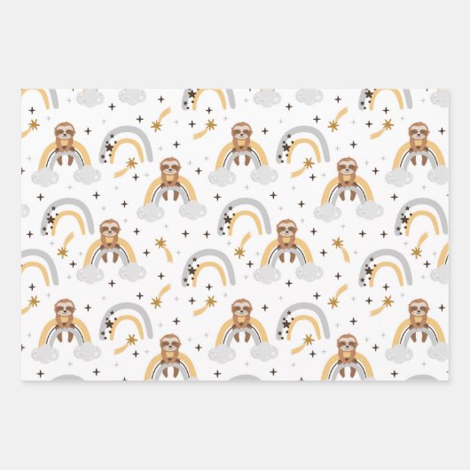 Regenboog en luiaarspatroon inpakpapier vel (Voorkant 3)