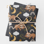 Regenboog en luiaarspatroon inpakpapier vel (In situ)