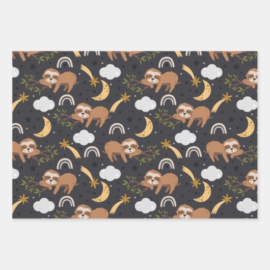 Regenboog en luiaarspatroon inpakpapier vel (Voorkant)